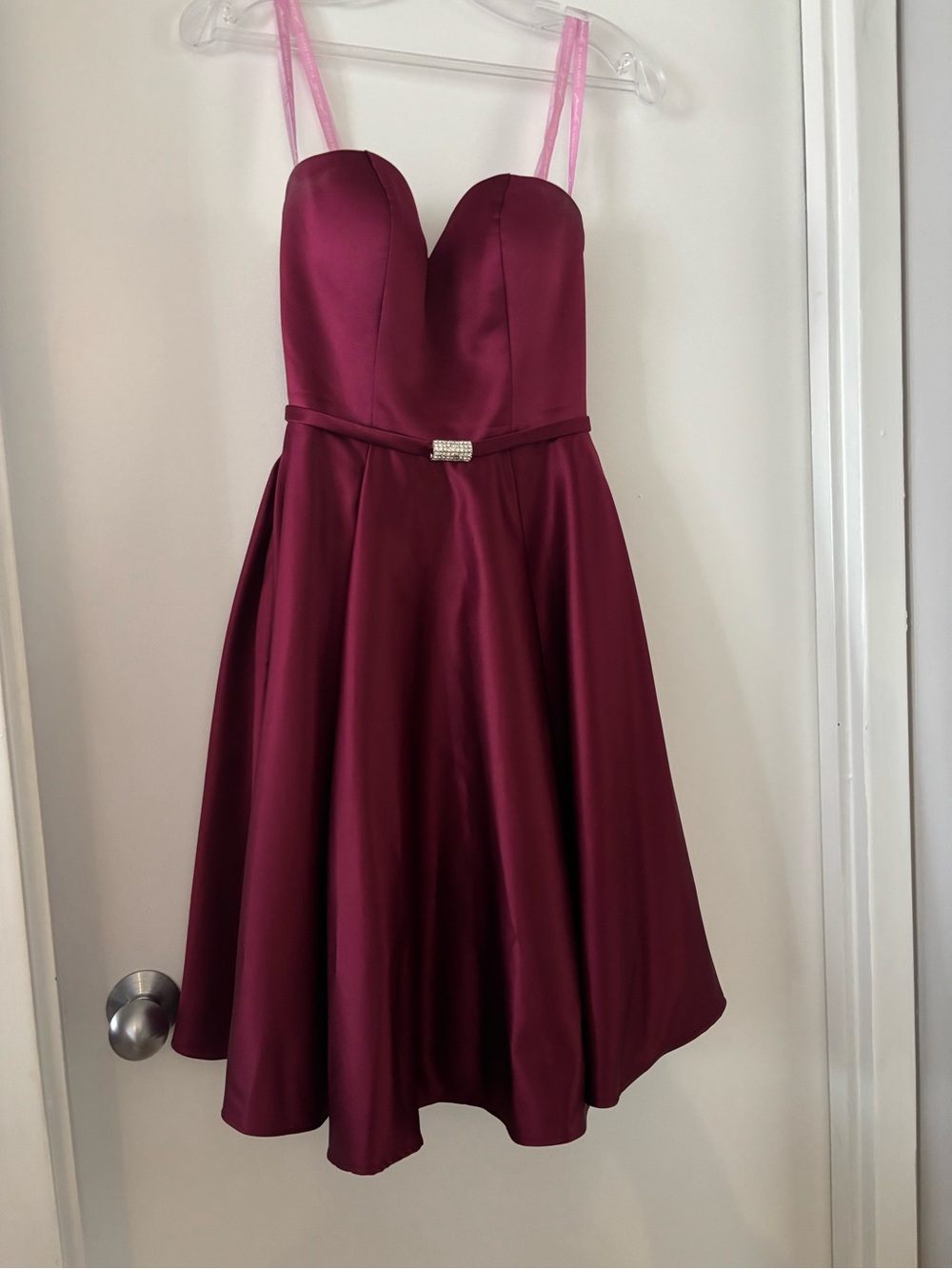 Burgundy Satin Sweetheart Cocktail Dress